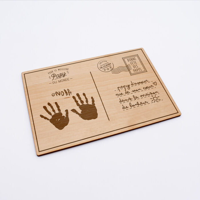Cadre carte postale bois – Papy gravé