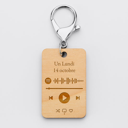 Porte-clés bois gravé – Spotify personnalisé