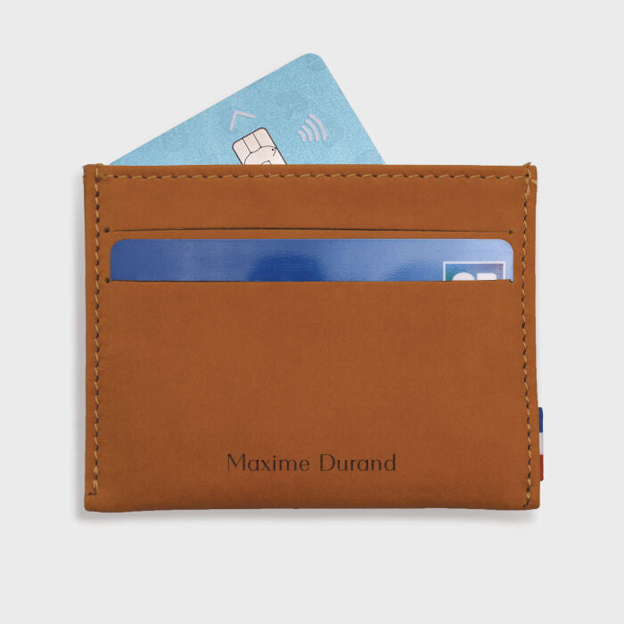 Porte-carte personnalisé cuir couleur Caramel