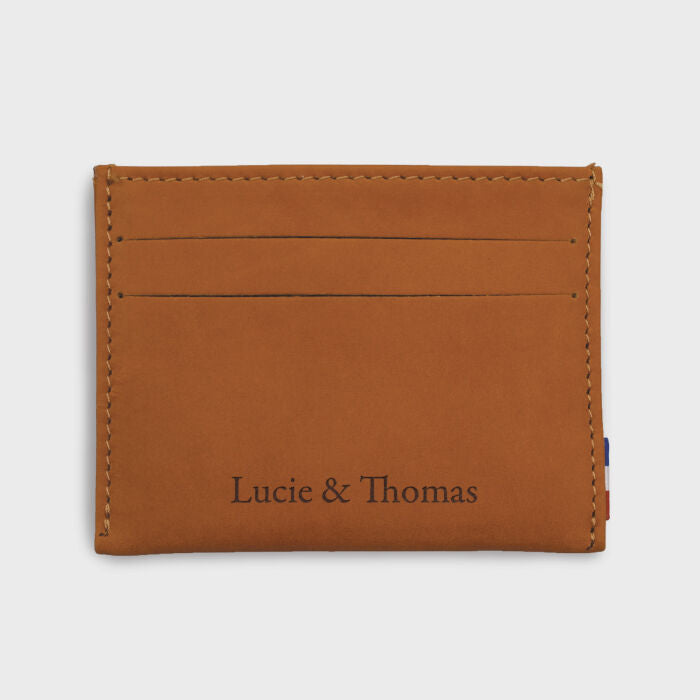Porte-carte personnalisé cuir couleur Caramel