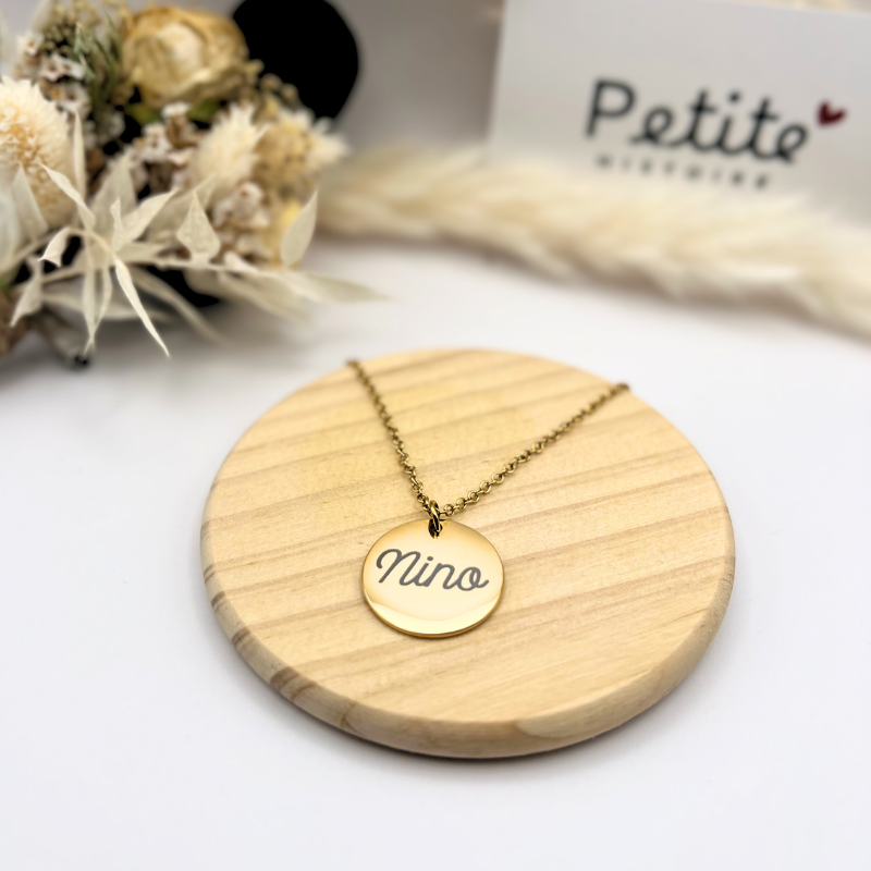 Collier médaille ronde personnalisé – Argent 925 or