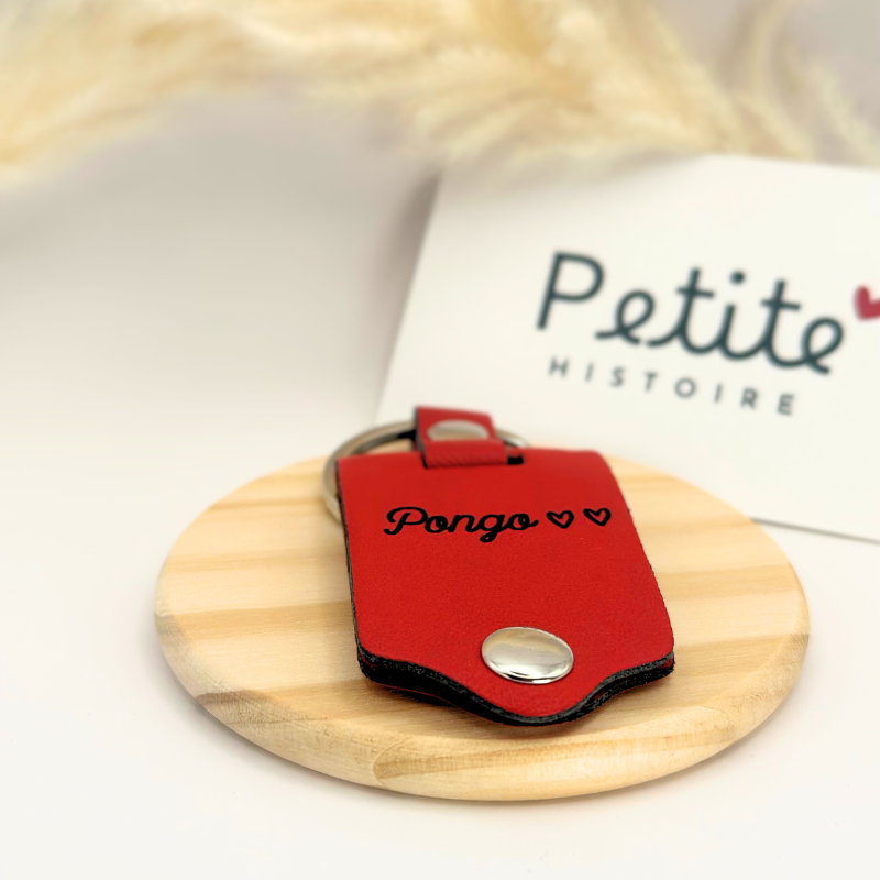 Porte-clé personnalisé photo en cuir rouge