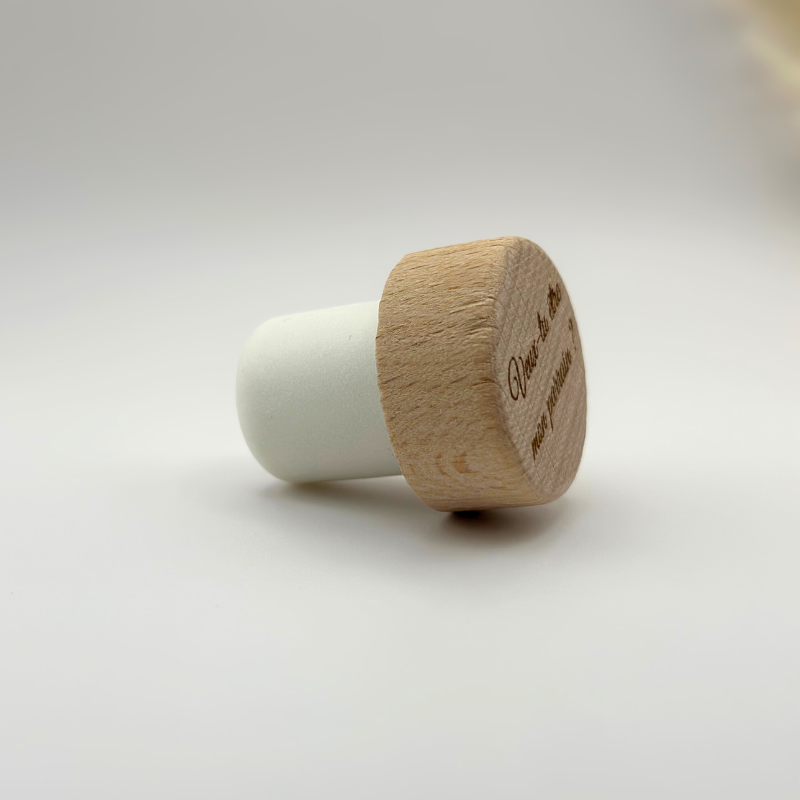 Bouchon de bouteille personnalisé bois gravé