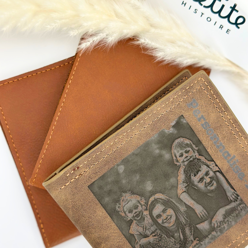 Portefeuille en daim personnalisé marron