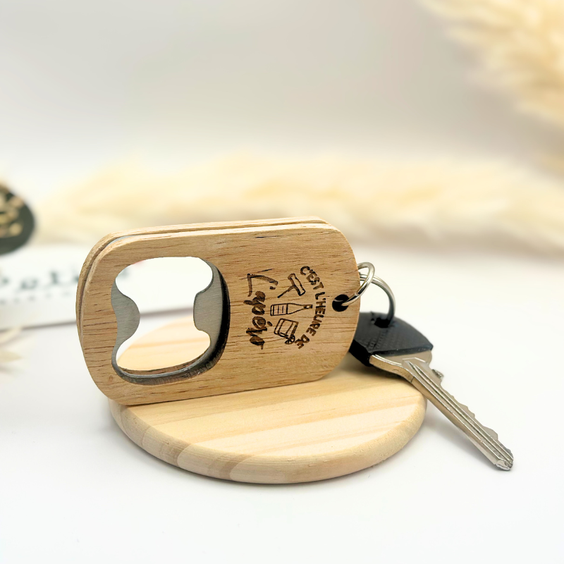Porte-clé décapsuleur en bois