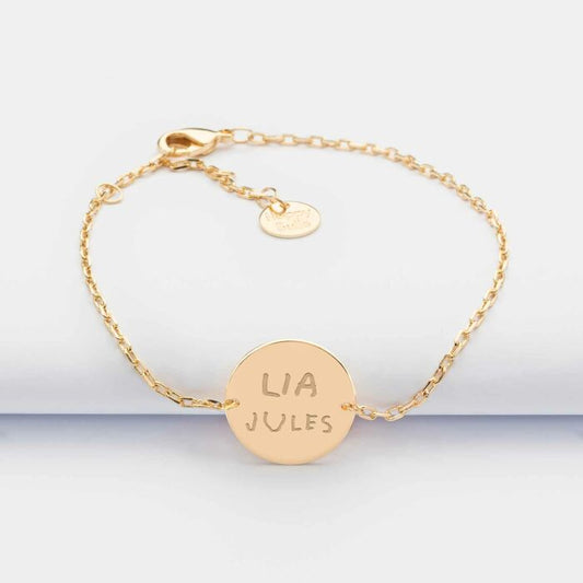 Bracelet chaine personnalisé médaille gravée