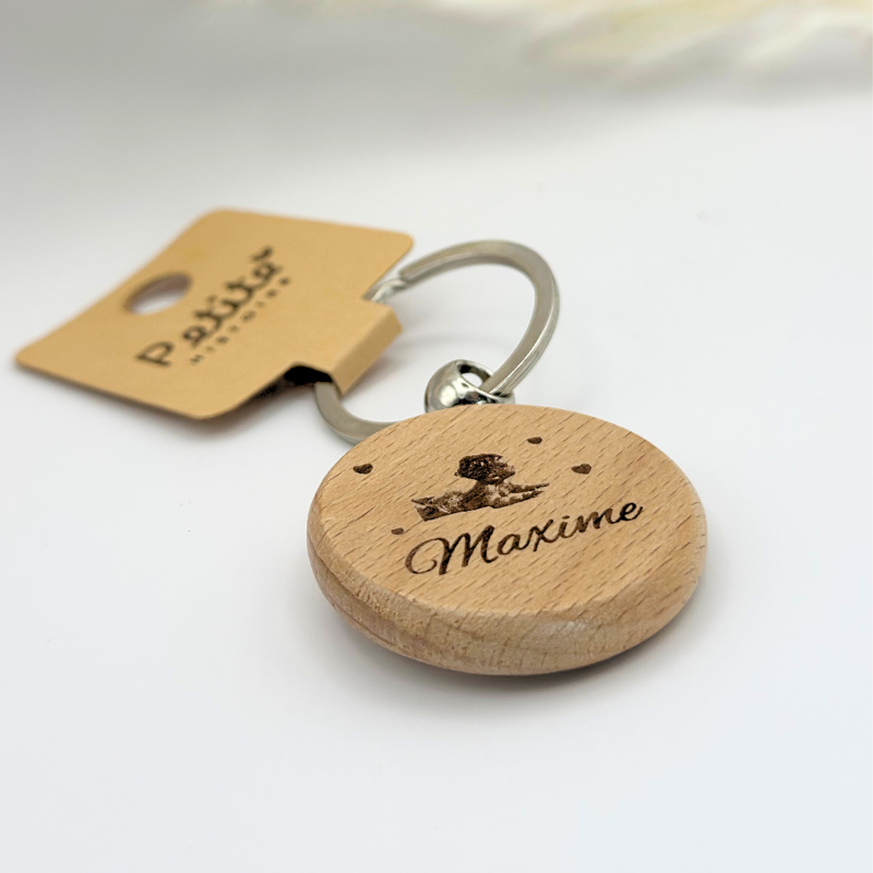 Porte-clés rond en bois 10mm