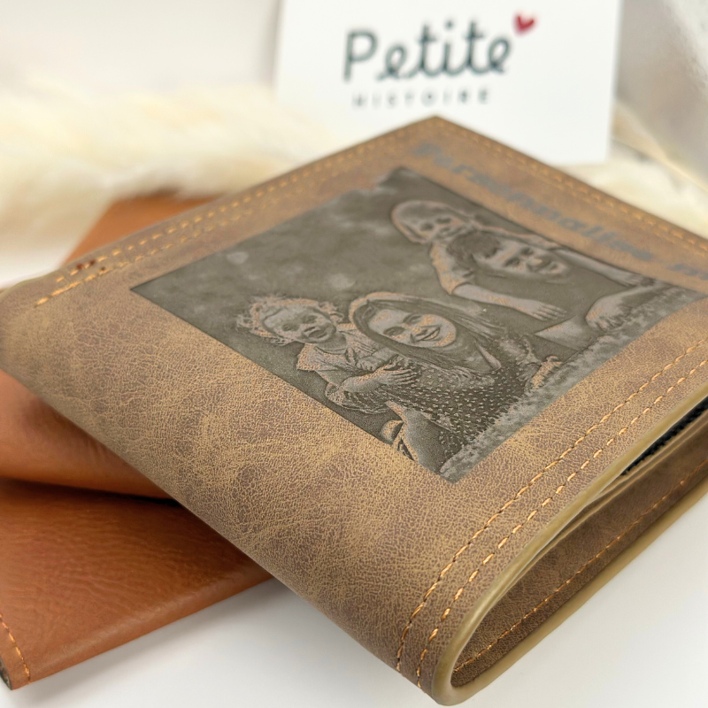 Portefeuille en daim personnalisé marron