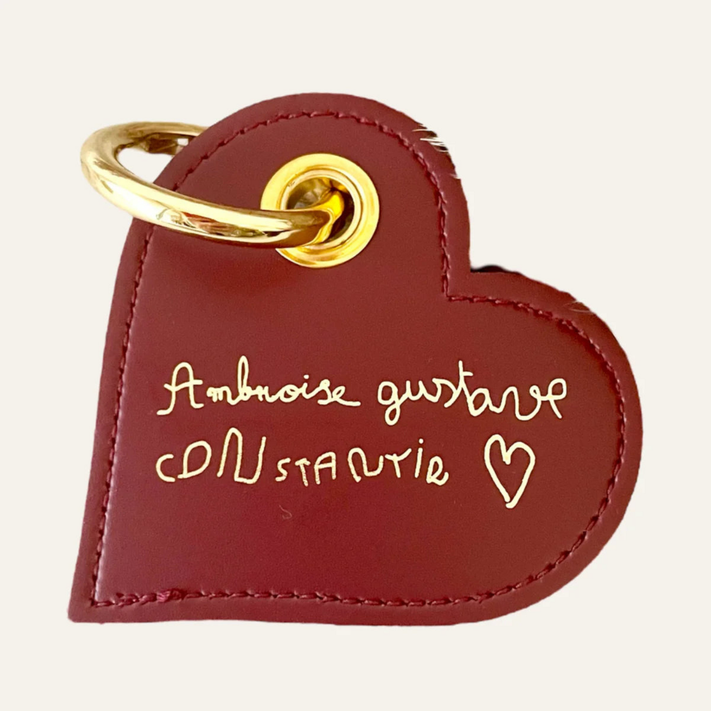 Porte-clés cœur personnalisé en cuir