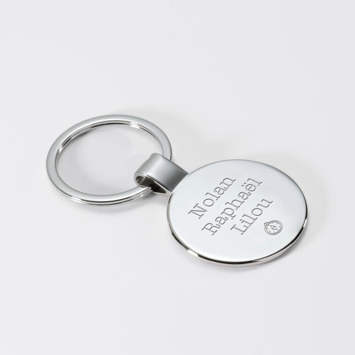 Porte-clés rond en acier inoxydable