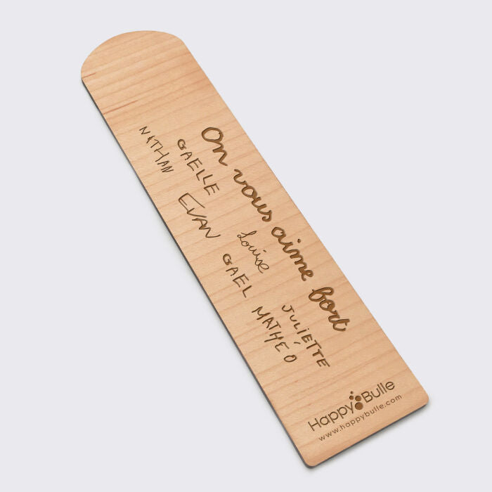 Marque page personnalisée bois gravé - Edition spéciale "Merci maîtresse"