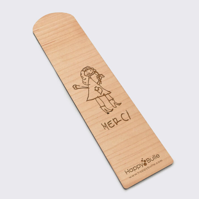Marque page personnalisée bois gravé - Edition spéciale "Merci maîtresse"