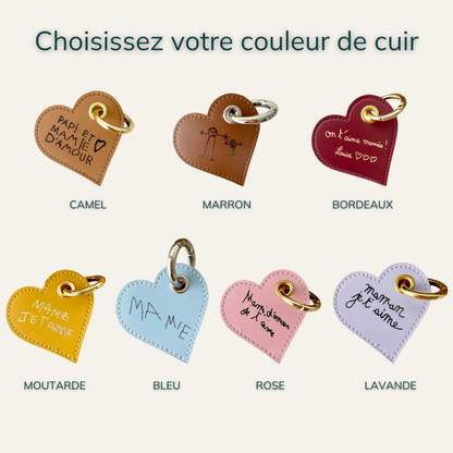 Porte-clés cœur personnalisé en cuir