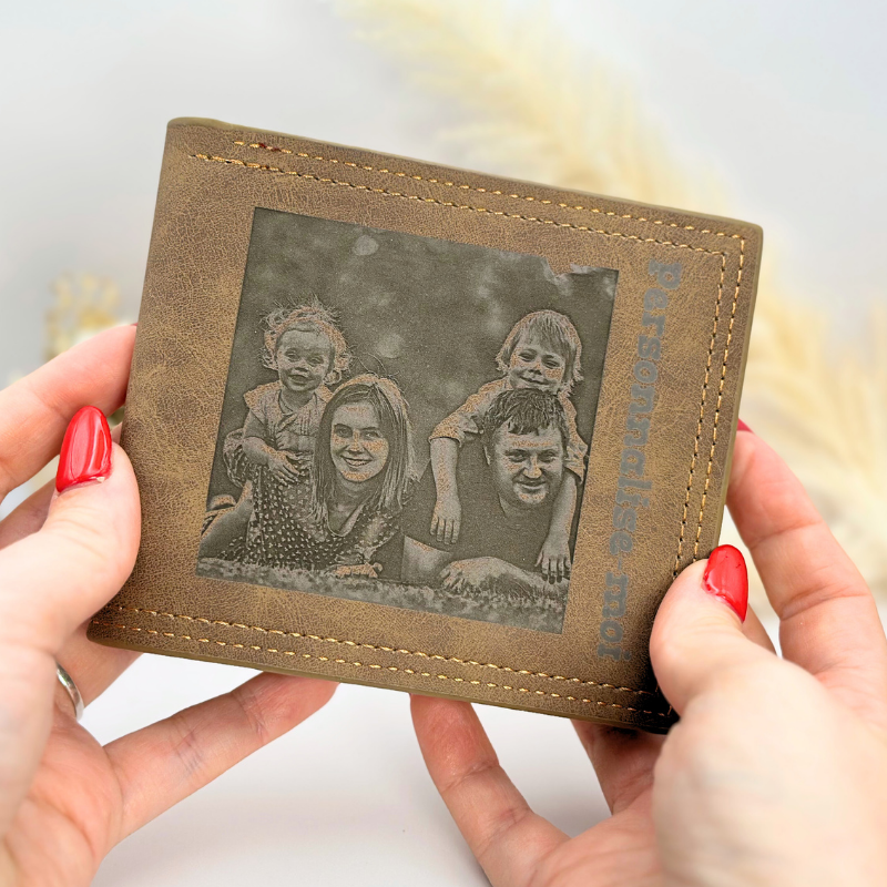 Portefeuille en daim personnalisé marron