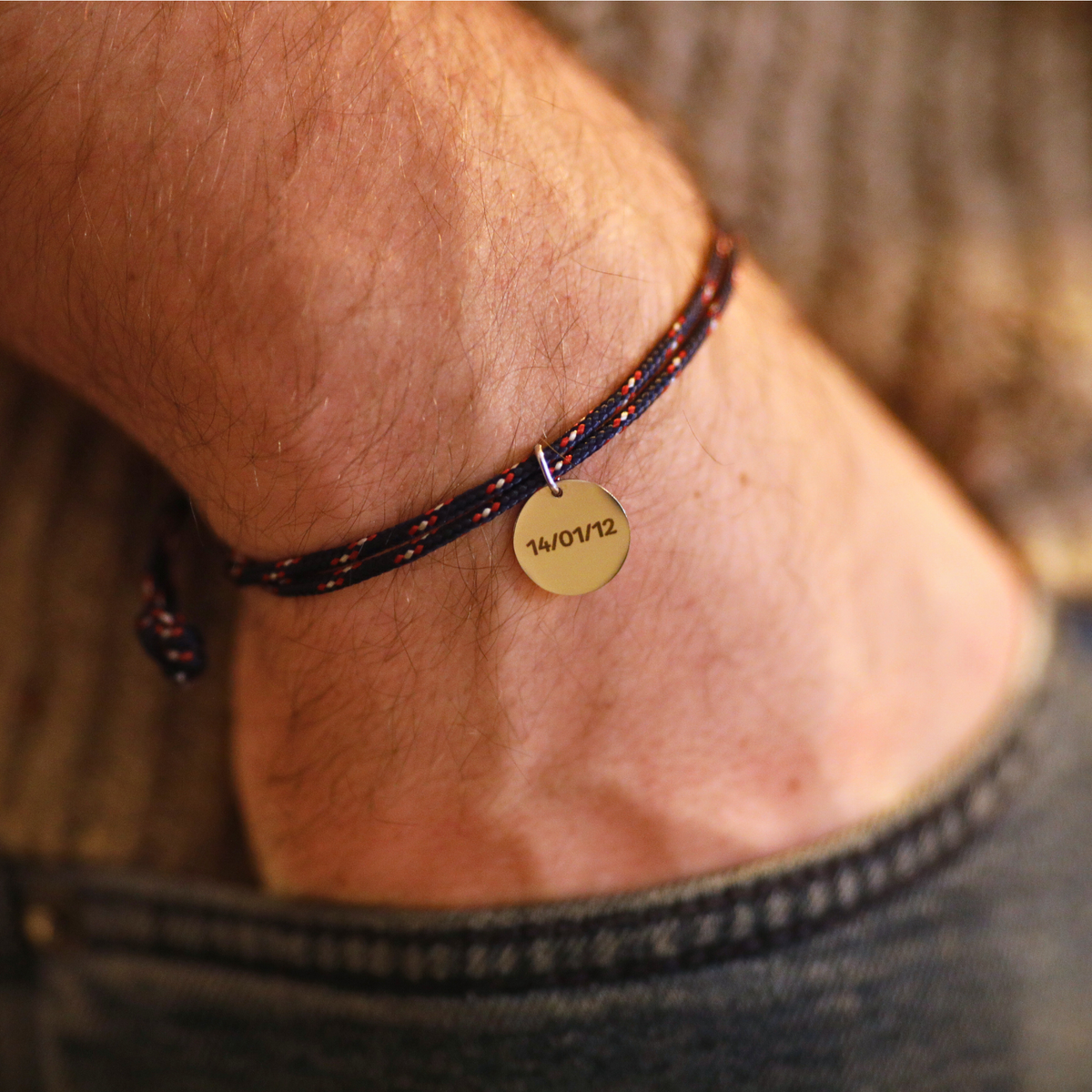 Bracelet double cordon - Marin "Argent"