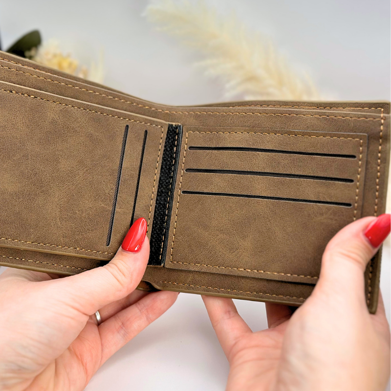 Portefeuille en daim personnalisé marron