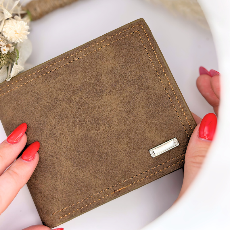 Portefeuille en daim personnalisé marron