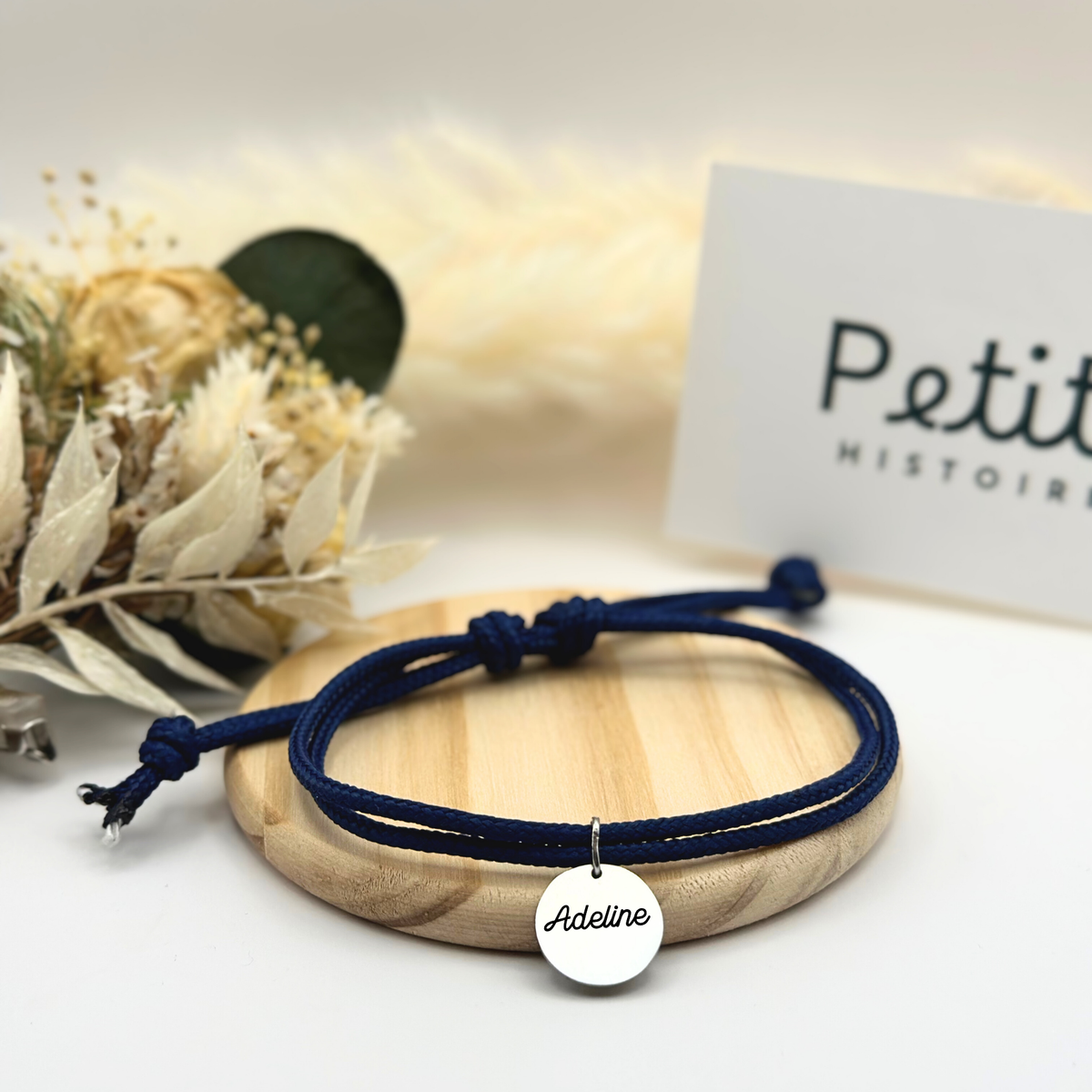 Bracelet double cordon - Bleu nuit "Argent"