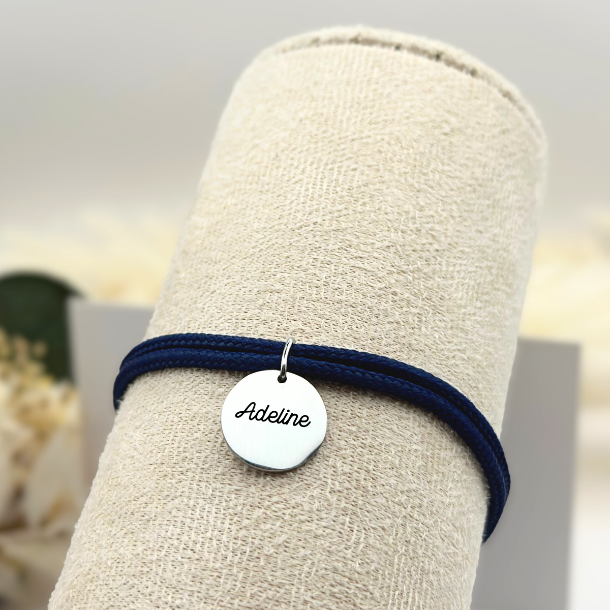Bracelet double cordon - Bleu nuit "Argent"