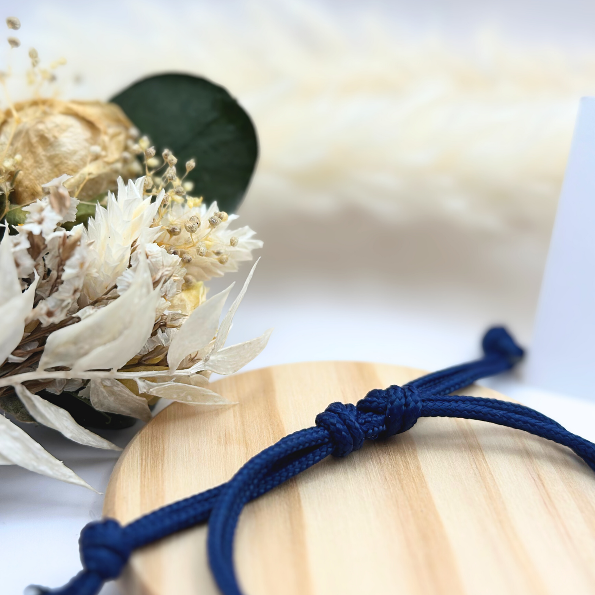 Bracelet double cordon - Bleu nuit "Argent"