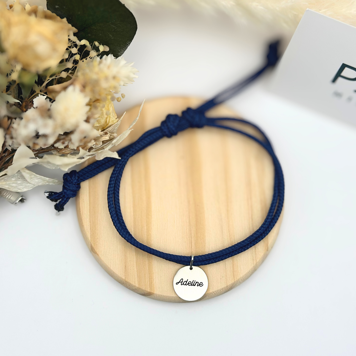 Bracelet double cordon - Bleu nuit "Argent"