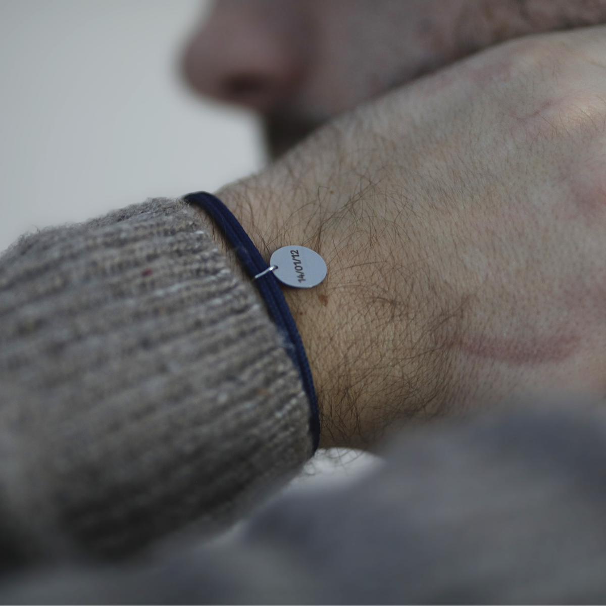 Bracelet double cordon - Bleu nuit "Argent"