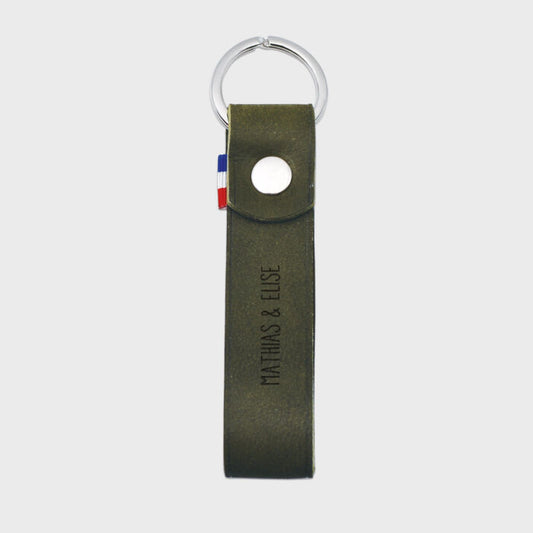 Porte-clés personnalisé gravé cuir lanière