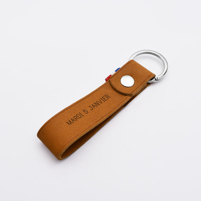 Porte-clés personnalisé gravé cuir lanière