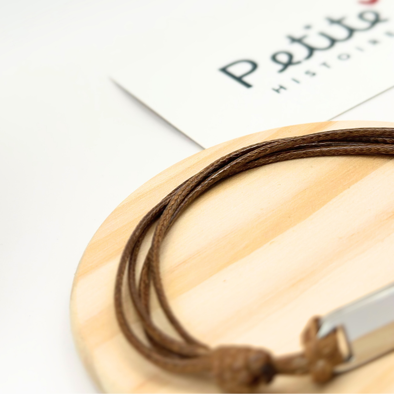 Bracelet gourmette personnalisé – Marron &quot;Argent&quot;