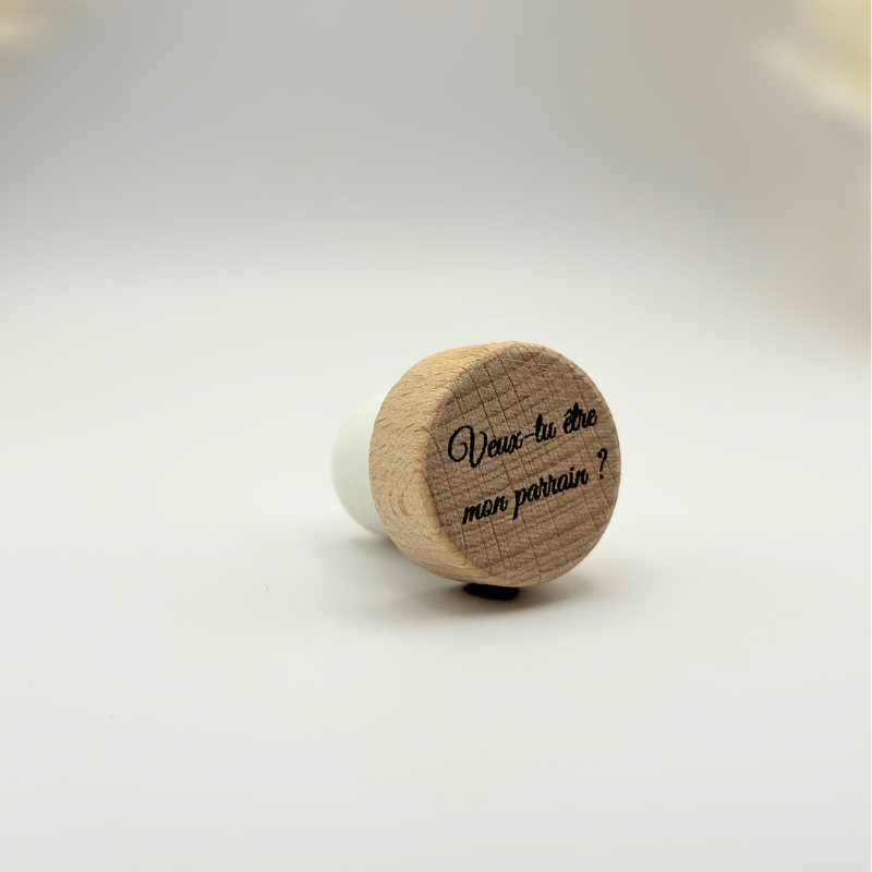 Bouchon de bouteille personnalisé bois gravé