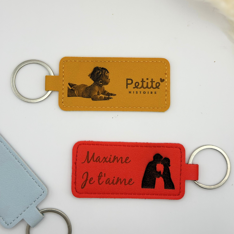 Porte-clés cuir rectangulaire