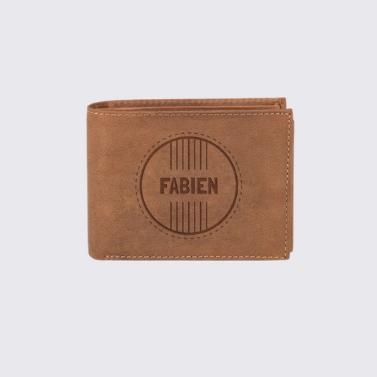 Portefeuille en cuir personnalisé marron