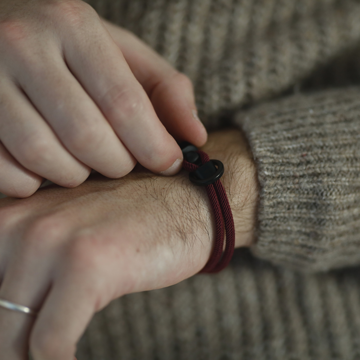 Bracelet à double cordon 5 mm – bordeaux