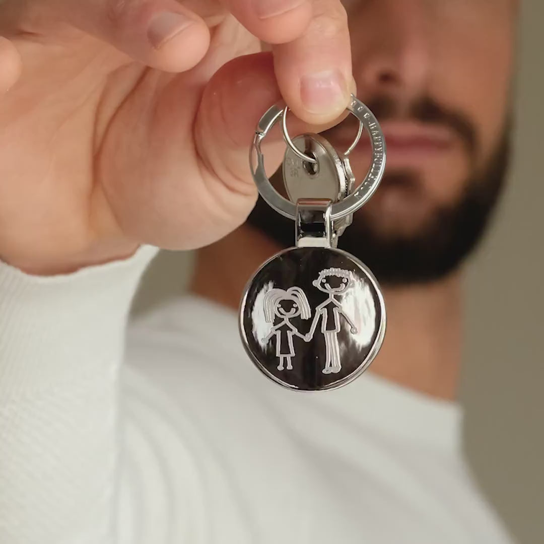 Porte-clés rond en acier inoxydable